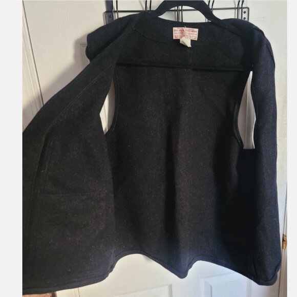 VTG Filson USA Cruiser Vest Mackinaw Wool Men 46 Charcoal Gray Black Style 20 XL - Picture 6 of 13